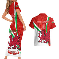 Custom Wales Rugby Couples Matching Short Sleeve Bodycon Dress and Hawaiian Shirt 2023 World Cup Cymru Curve Style - Wonder Print Shop