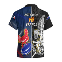 New Zealand And France Rugby Hawaiian Shirt All Black With Les Bleus Together 2023 World Cup - Wonder Print Shop