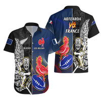 New Zealand And France Rugby Hawaiian Shirt All Black With Les Bleus Together 2023 World Cup - Wonder Print Shop