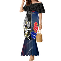 New Zealand And France Rugby Mermaid Dress All Black With Les Bleus Together 2023 World Cup - Wonder Print Shop