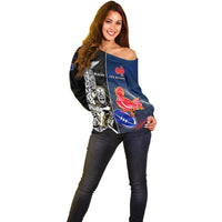 New Zealand And France Rugby Off Shoulder Sweater All Black With Les Bleus Together 2023 World Cup - Wonder Print Shop