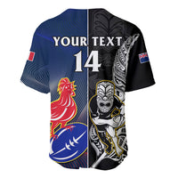 Custom New Zealand And France Rugby Baseball Jersey All Black With Les Bleus Together 2023 World Cup - Wonder Print Shop