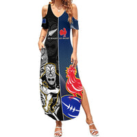 Custom New Zealand And France Rugby Summer Maxi Dress All Black With Les Bleus Together 2023 World Cup - Wonder Print Shop