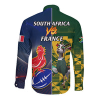 South Africa And France Rugby Long Sleeve Button Shirt Springboks With Les Bleus Together 2023 World Cup - Wonder Print Shop