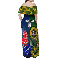 Custom South Africa And France Rugby Off Shoulder Maxi Dress Springboks With Les Bleus Together 2023 World Cup - Wonder Print Shop