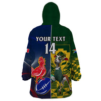 Custom South Africa And France Rugby Wearable Blanket Hoodie Springboks With Les Bleus Together 2023 World Cup - Wonder Print Shop