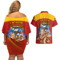 Spain Football Couples Matching Off Shoulder Short Dress and Hawaiian Shirt 2023 World Cup Champions Proud Of Our Girls - Wonder Print Shop