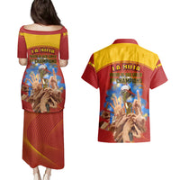 Spain Football Couples Matching Puletasi Dress and Hawaiian Shirt 2023 World Cup Champions Proud Of Our Girls - Wonder Print Shop