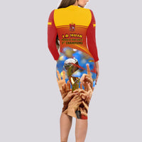 Spain Football Long Sleeve Bodycon Dress 2023 World Cup Champions Proud Of Our Girls - Wonder Print Shop
