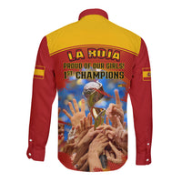 Spain Football Long Sleeve Button Shirt 2023 World Cup Champions Proud Of Our Girls - Wonder Print Shop