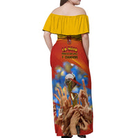 Spain Football Off Shoulder Maxi Dress 2023 World Cup Champions Proud Of Our Girls - Wonder Print Shop