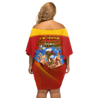 Spain Football Off Shoulder Short Dress 2023 World Cup Champions Proud Of Our Girls - Wonder Print Shop