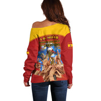 Spain Football Off Shoulder Sweater 2023 World Cup Champions Proud Of Our Girls - Wonder Print Shop