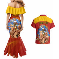Custom Spain Football Couples Matching Mermaid Dress and Hawaiian Shirt 2023 World Cup Champions Proud Of Our Girls - Wonder Print Shop