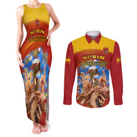 Custom Spain Football Couples Matching Tank Maxi Dress and Long Sleeve Button Shirts 2023 World Cup Champions Proud Of Our Girls - Wonder Print Shop