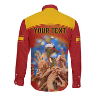 Custom Spain Football Long Sleeve Button Shirt 2023 World Cup Champions Proud Of Our Girls - Wonder Print Shop