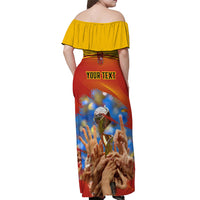 Custom Spain Football Off Shoulder Maxi Dress 2023 World Cup Champions Proud Of Our Girls - Wonder Print Shop