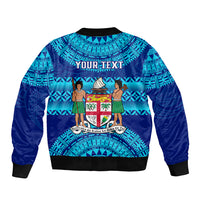 Personalised Fiji Bomber Jacket Unique Fijian Tapa Pattern With Coat Of Arms - Wonder Print Shop