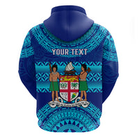Personalised Fiji Hoodie Unique Fijian Tapa Pattern With Coat Of Arms - Wonder Print Shop