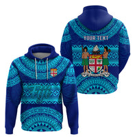 Personalised Fiji Hoodie Unique Fijian Tapa Pattern With Coat Of Arms - Wonder Print Shop