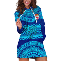 Personalised Fiji Hoodie Dress Unique Fijian Tapa Pattern With Coat Of Arms - Wonder Print Shop