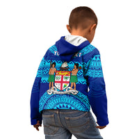 Personalised Fiji Kid Hoodie Unique Fijian Tapa Pattern With Coat Of Arms - Wonder Print Shop