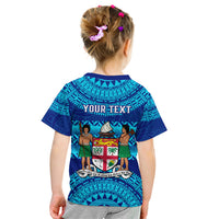 Personalised Fiji Kid T Shirt Unique Fijian Tapa Pattern With Coat Of Arms - Wonder Print Shop
