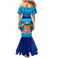 Personalised Fiji Mermaid Dress Unique Fijian Tapa Pattern With Coat Of Arms - Wonder Print Shop