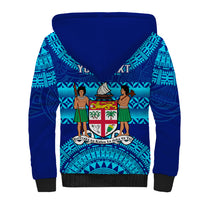 Personalised Fiji Sherpa Hoodie Unique Fijian Tapa Pattern With Coat Of Arms - Wonder Print Shop
