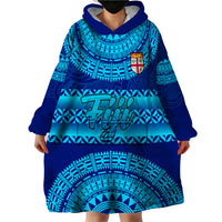 Personalised Fiji Wearable Blanket Hoodie Unique Fijian Tapa Pattern With Coat Of Arms - Wonder Print Shop
