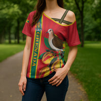 Grenada Dove Nutmeg Cross Shoulder Shirt Island of Spice Proud