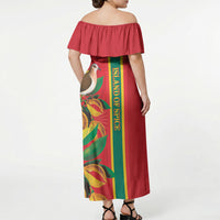 Grenada Dove Nutmeg Off Shoulder Maxi Dress Island of Spice Proud