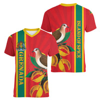 Grenada Dove Nutmeg Women V-Neck T-Shirt Island of Spice Proud