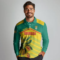 Grenada Football 2026 Custom Long Sleeve Polo Shirt Go Spice Boys Nutmeg Yellow Version