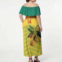 Grenada Football 2026 Custom Off Shoulder Maxi Dress Go Spice Boys Nutmeg Yellow Version