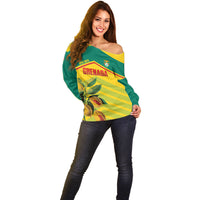 Grenada Football 2026 Custom Off Shoulder Sweater Go Spice Boys Nutmeg Yellow Version