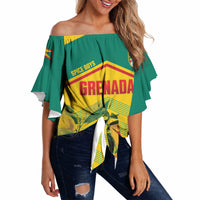 Grenada Football 2026 Custom Off Shoulder Wrap Waist Top Go Spice Boys Nutmeg Yellow Version