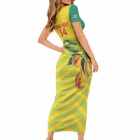 Grenada Football 2026 Custom Short Sleeve Bodycon Dress Go Spice Boys Nutmeg Yellow Version