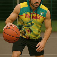 Grenada Football 2026 Custom Sleeveless Zip Hoodie Go Spice Boys Nutmeg Yellow Version