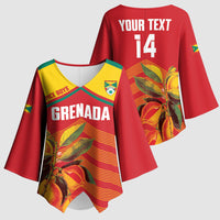Grenada Football 2026 Custom Kimono Sleeve Blouse Go Spice Boys Nutmeg Red Version