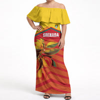 Grenada Football 2026 Custom Off Shoulder Maxi Dress Go Spice Boys Nutmeg Red Version