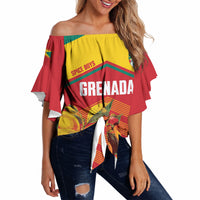 Grenada Football 2026 Custom Off Shoulder Wrap Waist Top Go Spice Boys Nutmeg Red Version