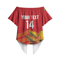 Grenada Football 2026 Custom Off Shoulder Wrap Waist Top Go Spice Boys Nutmeg Red Version