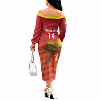 Grenada Football 2026 Custom Off The Shoulder Long Sleeve Dress Go Spice Boys Nutmeg Red Version