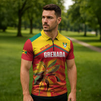 Grenada Football 2026 Custom Zipper Polo Shirt Go Spice Boys Nutmeg Red Version