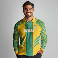 Guyana Football 2026 Custom Long Sleeve Polo Shirt Come On Golden Jaguars