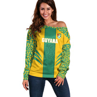Guyana Football 2026 Custom Off Shoulder Sweater Come On Golden Jaguars