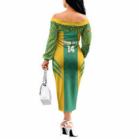 Guyana Football 2026 Custom Off The Shoulder Long Sleeve Dress Come On Golden Jaguars