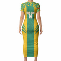Guyana Football 2026 Custom Short Sleeve Bodycon Dress Come On Golden Jaguars