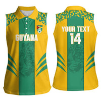 Guyana Football 2026 Custom Women Sleeveless Polo Shirt Come On Golden Jaguars
